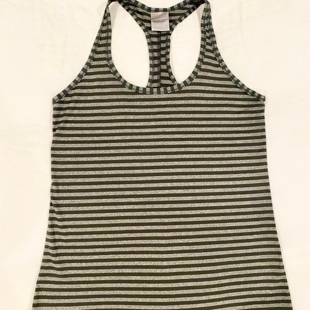 Black and Gray Striped Workout Tank